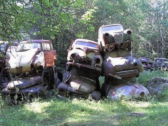 There's a couple old Saab's I see sitting abandoned and left to rot quite